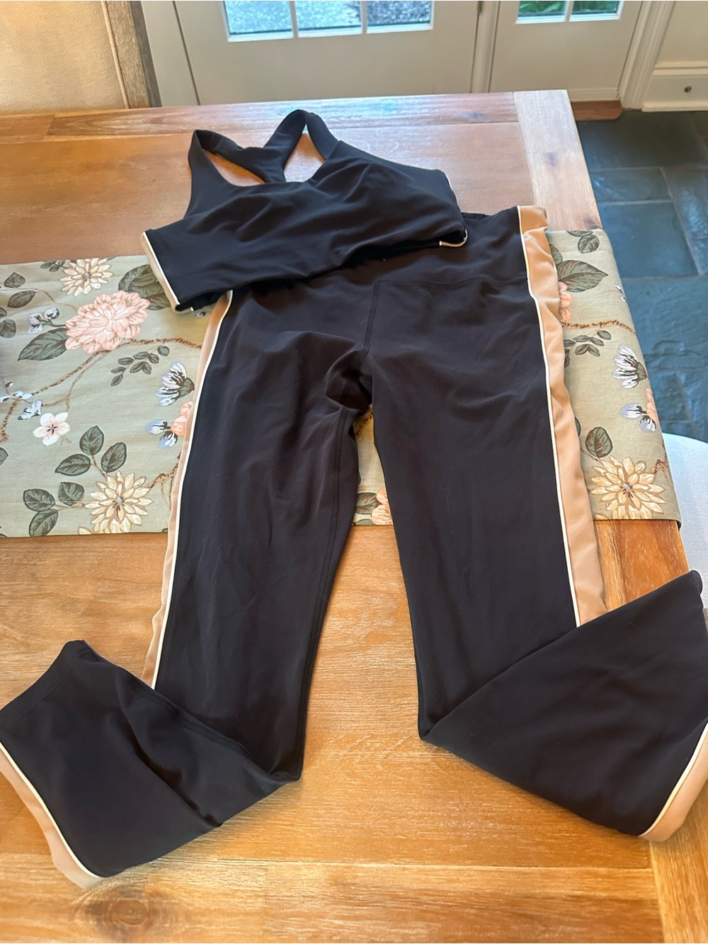 all in motion Black Track Pants with Tan Side Stripe - Picture 2 of 6